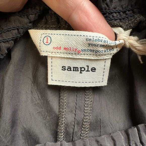 NWT Odd Molly Embroidered Pull On Wide Leg Pants Grey 1 or small - Picture 7 of 14